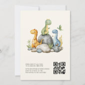 QR Code Beige Dinosaurier Schläge Bald Baby Dusche Einladung (Rückseite)