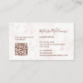 QR-Code | Beige Wasserfarbe Rosen | Logo Visitenkarte (Rückseite)