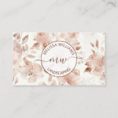 QR-Code | Beige Wasserfarbe Rosen | Logo Visitenkarte (Vorderseite)