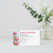 QR-Code Benutzerdefiniert elegante rosa Blütenverb Visitenkarte (Stehend Vorderseite)