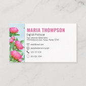 QR-Code Benutzerdefiniert elegante rosa Blütenverb Visitenkarte (Vorderseite)