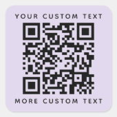 QR-Code benutzerdefinierte Text oben in der untere Quadratischer Aufkleber (Vorderseite)