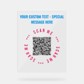 QR-Code Benutzerdefinierte Text-Tabelle Zelt-Signi Acrylschild (Vorderseite)