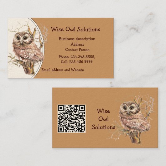 QR-Code Benutzerdefinierte Wise Owl Solutions Visi Visitenkarte (Vorne/Hinten)