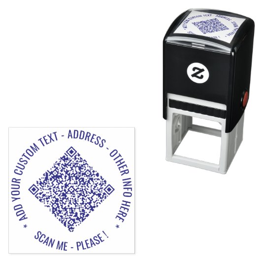 QR-Code benutzerdefinierter Text Adress-Rundstempe Permastempel (Beispiel)