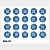 QR-Code Benutzerdefinierter Text Blau Runder Aufkleber (Blatt)