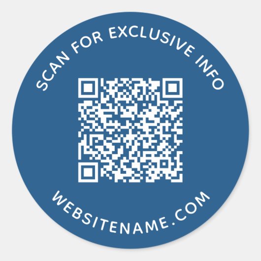 QR-Code Benutzerdefinierter Text Blau Runder Aufkleber (Vorderseite)