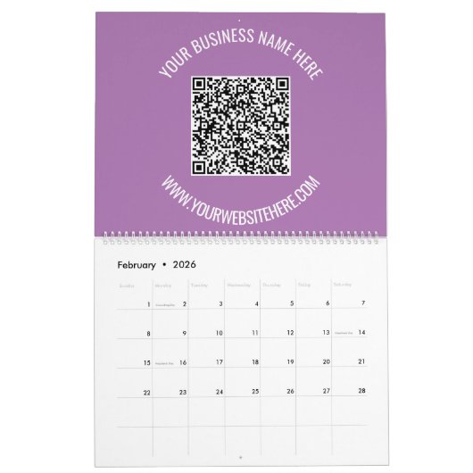 QR Code Benutzerdefinierter Text Business Kalender (Feb 2026)