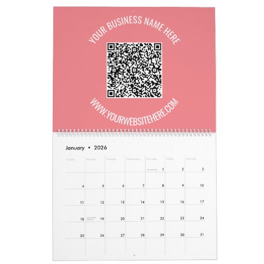 QR Code Benutzerdefinierter Text Business Kalender (Jan 2026)