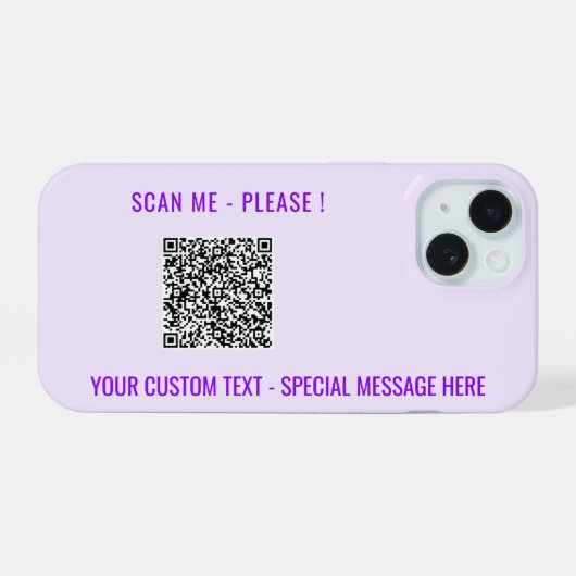 QR Code Benutzerdefinierter Text Ihr Personalisier iPhone 15 Hülle (Rückseite (Horizontal))