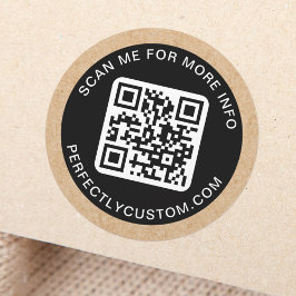 QR-Code benutzerdefinierter Text Kraft-Papier sieh Runder Aufkleber