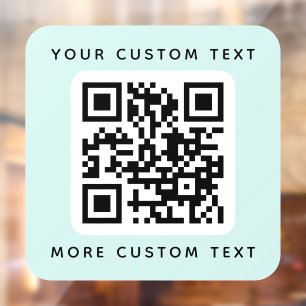 QR-Code benutzerdefinierter Text oben und unten bl Fensteraufkleber