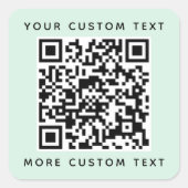 QR-Code benutzerdefinierter Text oberer heller Min Quadratischer Aufkleber (Vorderseite)