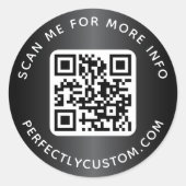 QR-Code benutzerdefinierter Text rund dunkelgrau Runder Aufkleber (Vorderseite)