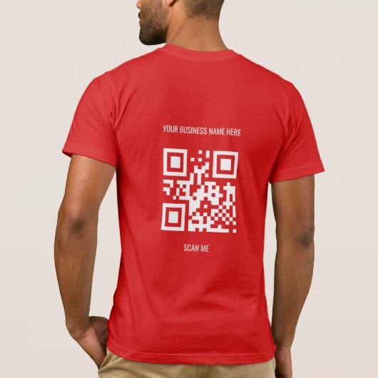 QR Code Benutzerdefinierter Text und Bildwerbung T-Shirt (Rückseite)