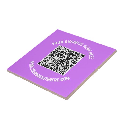 QR-Code Benutzerdefinierter Text und Lila Keramik Fliese (Seite)