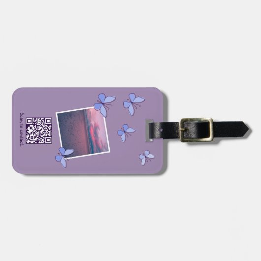 QR-Code Benutzerdefiniertes Image Blue Butterfly F Gepäckanhänger (Vorderseite horizontal)