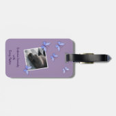 QR-Code Benutzerdefiniertes Image Blue Butterfly F Gepäckanhänger (Rückseite horizontal)