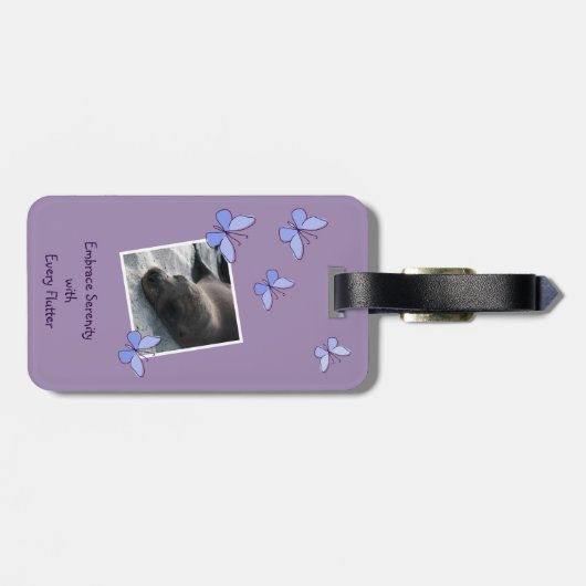 QR-Code Benutzerdefiniertes Image Blue Butterfly F Gepäckanhänger (Rückseite horizontal)