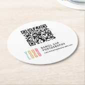QR-Code benutzerdefiniertes Logo Geschäftsunterset Runder Pappuntersetzer (Angewinkelt)