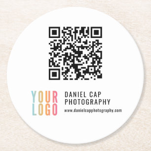 QR-Code benutzerdefiniertes Logo Geschäftsunterset Runder Pappuntersetzer