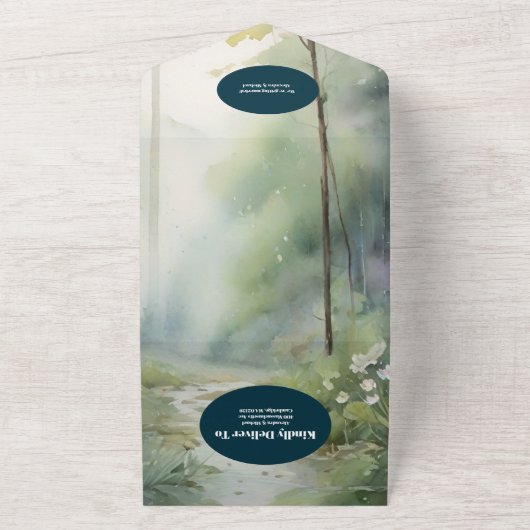 QR Code Bergwald Elegante Rustikale Hochzeit All In One Einladung (Außenbereich)