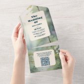 QR Code Bergwald Elegante Rustikale Hochzeit All In One Einladung (Abreißen)