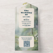 QR Code Bergwald Elegante Rustikale Hochzeit All In One Einladung (Innen Boden)