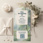 QR Code Bergwald Elegante Rustikale Hochzeit All In One Einladung