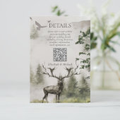 QR Code Bergwald Rustikale Hochzeitdetails Begleitkarte (Stehend Vorderseite)