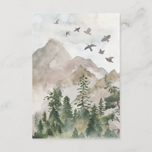 QR Code Bergwald Rustikale Hochzeitdetails Begleitkarte (Rückseite)