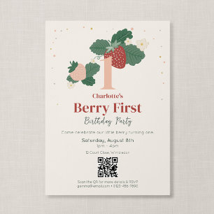 QR-Code Berry Erster Geburtstag Erbstück Erdbeere Einladung