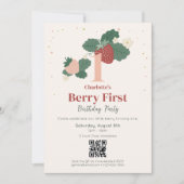 QR-Code Berry Erster Geburtstag Erbstück Erdbeere Einladung (Vorderseite)