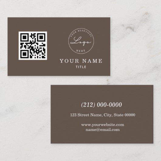 QR-Code Beruflich-braune klassische Logos Visitenkarte (Vorne/Hinten)