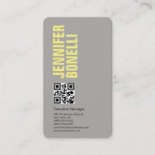 QR-Code beruflich minimalistisch fett grau gelb Visitenkarte (Vorderseite)