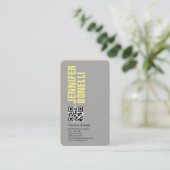 QR-Code beruflich minimalistisch fett grau gelb Visitenkarte (Stehend Vorderseite)