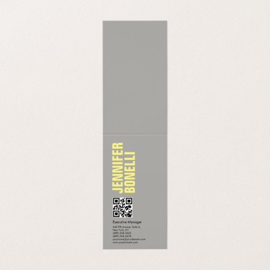 QR-Code beruflich minimalistisch fett grau gelb Visitenkarten (Außenseite Aufgefaltet)