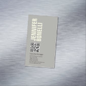 QR-Code beruflich minimalistisch fett grau Magnetische Visitenkarte (Beispiel)