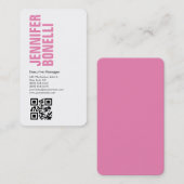 QR-Code beruflich minimalistisch fett rosa weiß Visitenkarte (Vorne/Hinten)