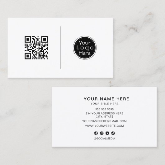 QR-Code, beruflich minimalistische soziale Medien Visitenkarte (Vorne/Hinten)