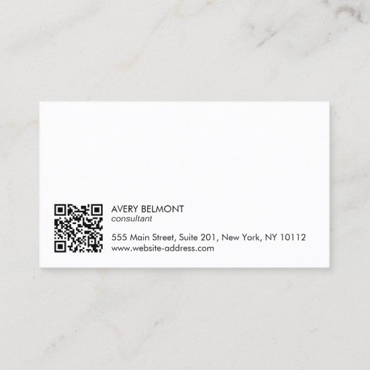 QR-Code Beruflich Modernes Einfaches Schwarz Visitenkarte (Rückseite)
