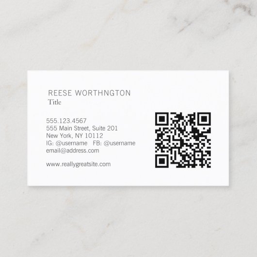 QR Code Beruflich Silver Elegant Modernster QR Cod Visitenkarte (Rückseite)