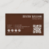 QR-Code Beruflich Vintager brauner Tattoo-Künstler Visitenkarte