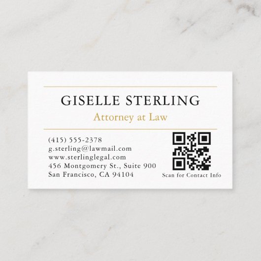 QR Code Berufliche Anwaltskanzlei Black Gold Visitenkarte (Rückseite)
