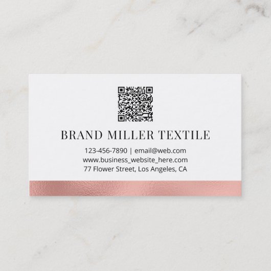 QR-Code Berufliche Monogramm-Rose Gold-Imitate-Fol Visitenkarte (Rückseite)