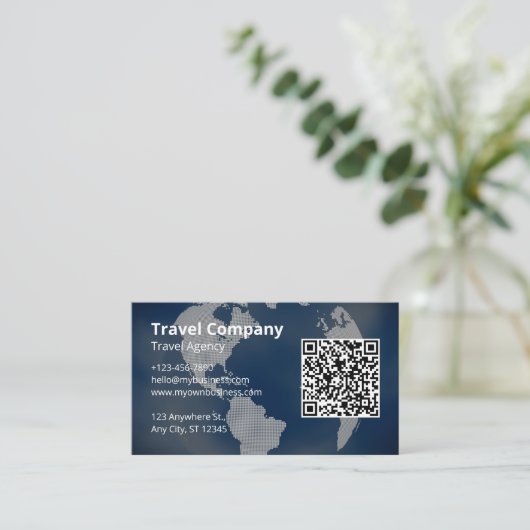 QR Code Berufliche Reiseagentur Visitenkarte (Stehend Vorderseite)