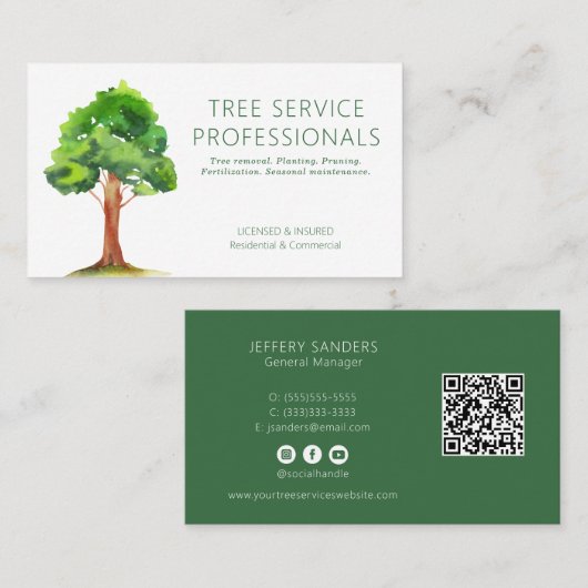 QR-Code Berufliche Tree-Services Visitenkarte (Vorne/Hinten)