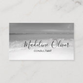 QR-Code Beruflicher Bus Schwarz-Weiß-Ozean Visitenkarte (Vorderseite)