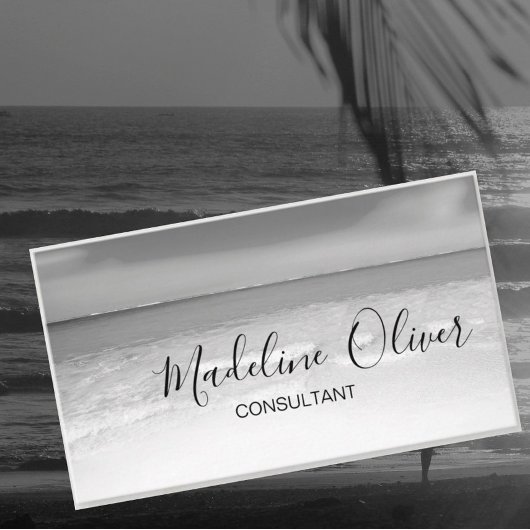 QR-Code Beruflicher Bus Schwarz-Weiß-Ozean Visitenkarte