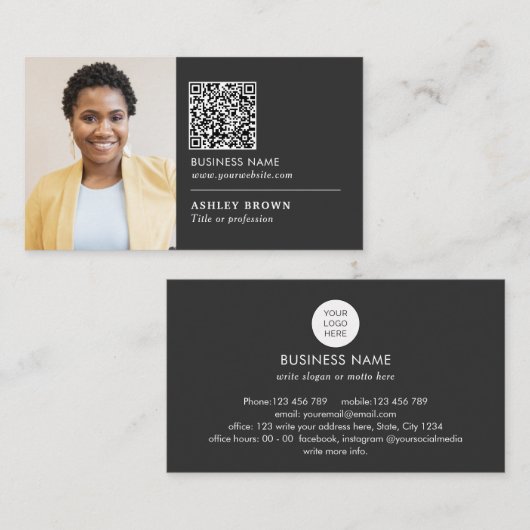 QR-Code beruflicher einfacher Logoverteiler Foto-B Visitenkarte (Vorne/Hinten)